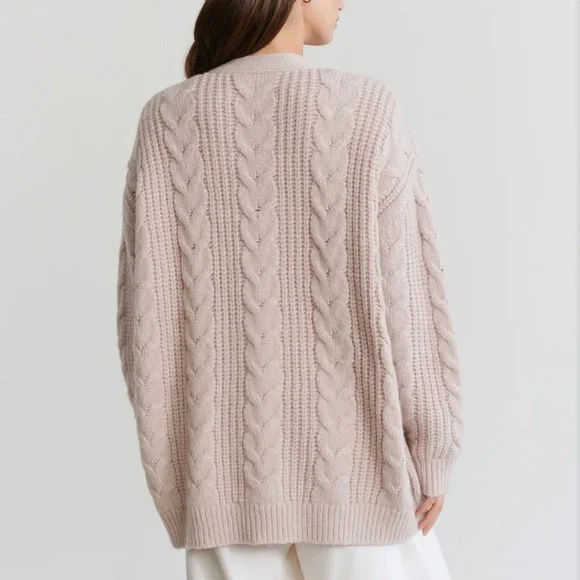 🌸🍂JENNI KAYNE Cable Cocoon Cardigan in Blush/Pink - Picture 4 of 10